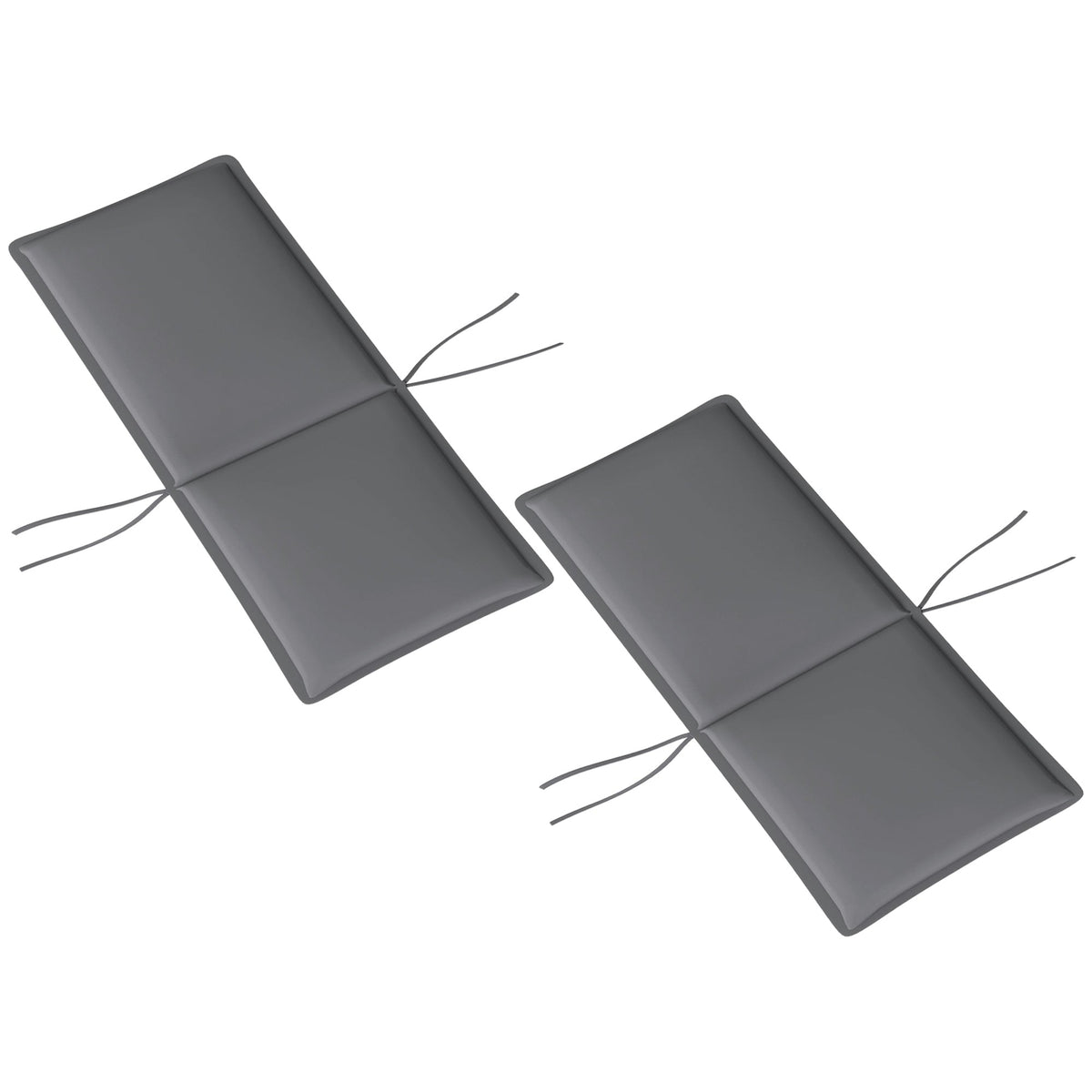 Set of 2 High Back Patio Chair Cushions with Ties, Dark Grey