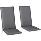 Set of 2 High Back Patio Chair Cushions with Ties, Dark Grey