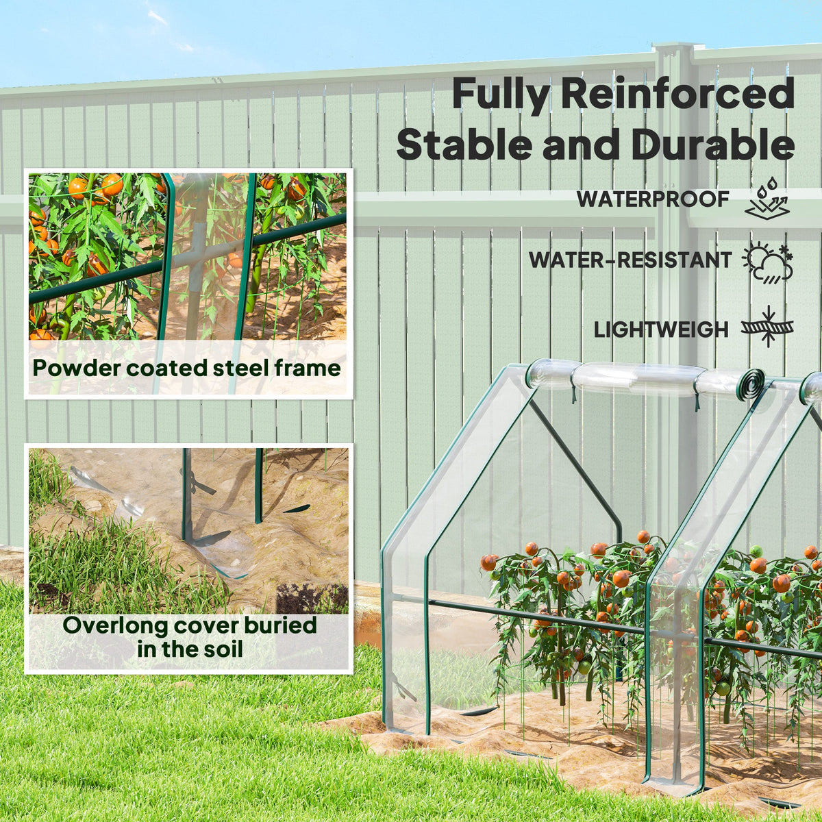 Mini Greenhouse with Zippered Doors & Roll-up Windows,