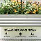 Galvanized Raised Garden Bed with Greenhouse Cover, Silver