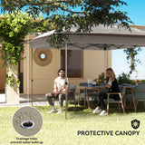 12' x 12' Pop-Up Canopy with Mesh Sidewalls, Adjustable Height, Beige Dark Brown