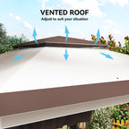 12' x 12' Pop-Up Canopy with Mesh Sidewalls, Adjustable Height, Beige Dark Brown
