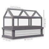 NookGrow 48" x 24" x 32" Wooden Cold Frame Greenhouse, Grey