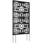 72" x 38" Metal Outdoor Privacy Screen, Symmetrical Pattern, Black