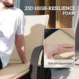 2-Piece Outdoor Lounge Chair Cushions, 76" x 23", Beige