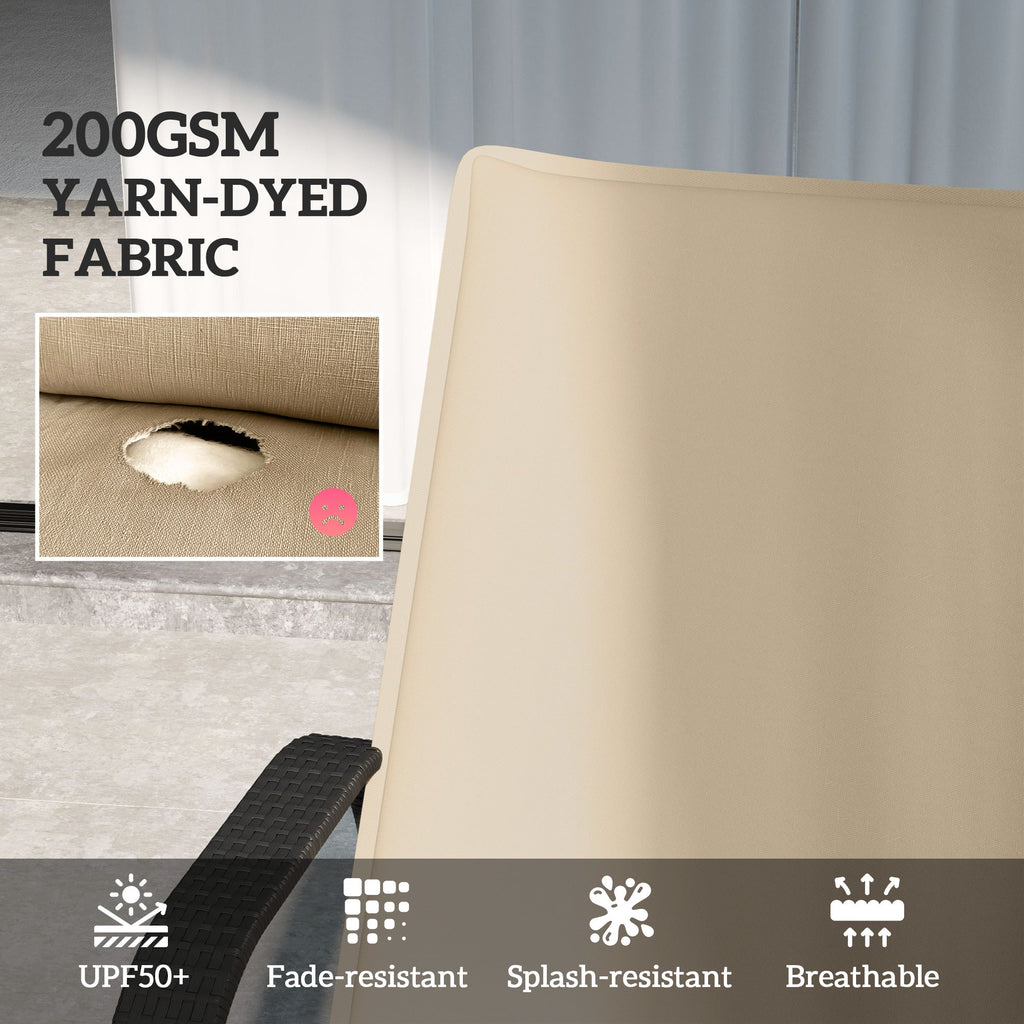 2-Piece Outdoor Lounge Chair Cushions, 76" x 23", Beige