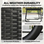 4 Piece Rattan Garden Furniture Set with Loveseat and Coffee Table, Black