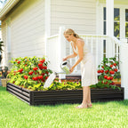 82" x 109" x 12" L-Shaped Raised Garden Bed, Black