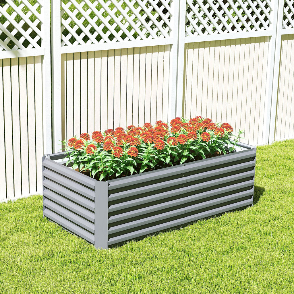 6' x 3' x 2' Galvanized Raised Garden Bed for Vegetables, Light Grey