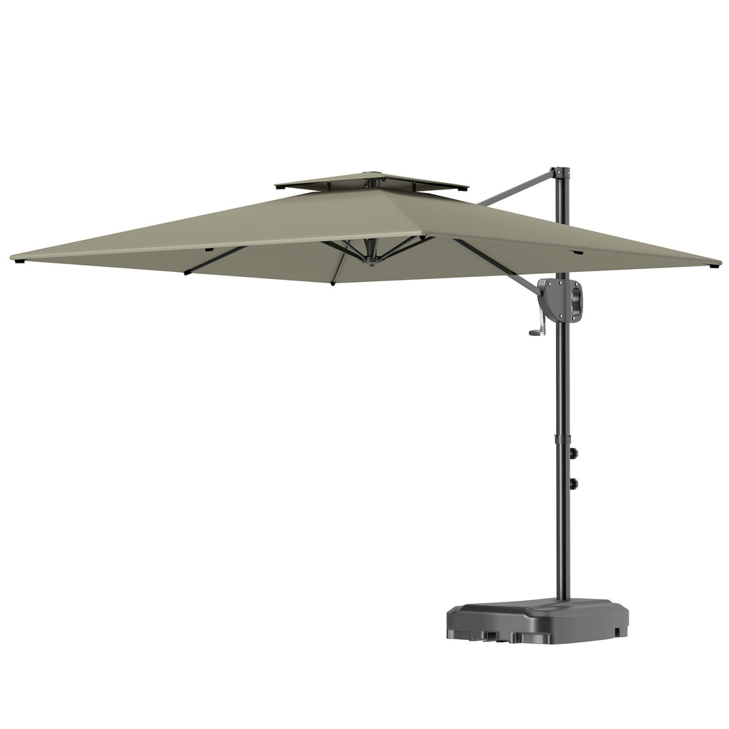 8' x 9' Square Cantilever Patio Umbrella with Fillable Base, Light Grey