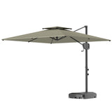 8' x 9' Square Cantilever Patio Umbrella with Fillable Base, Light Grey