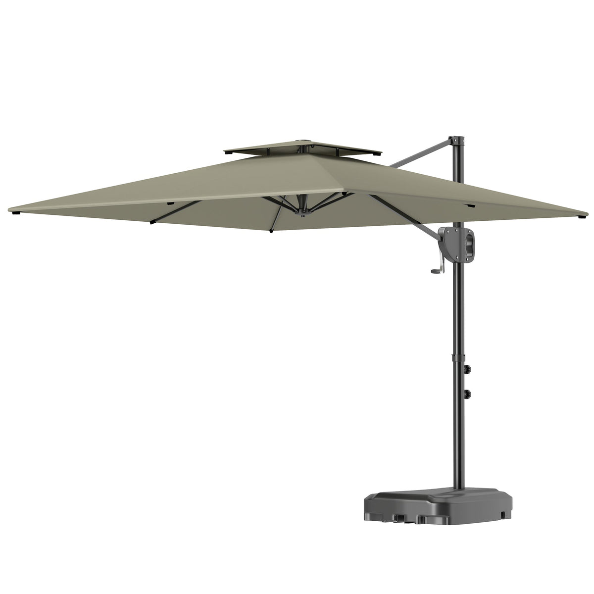 8' x 9' Square Cantilever Patio Umbrella with Fillable Base, Light Grey