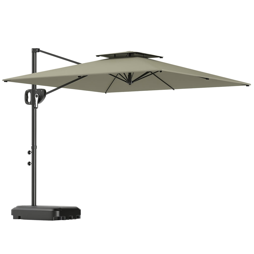 8' x 9' Square Cantilever Patio Umbrella with Fillable Base, Light Grey