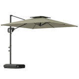 8' x 9' Square Cantilever Patio Umbrella with Fillable Base, Light Grey