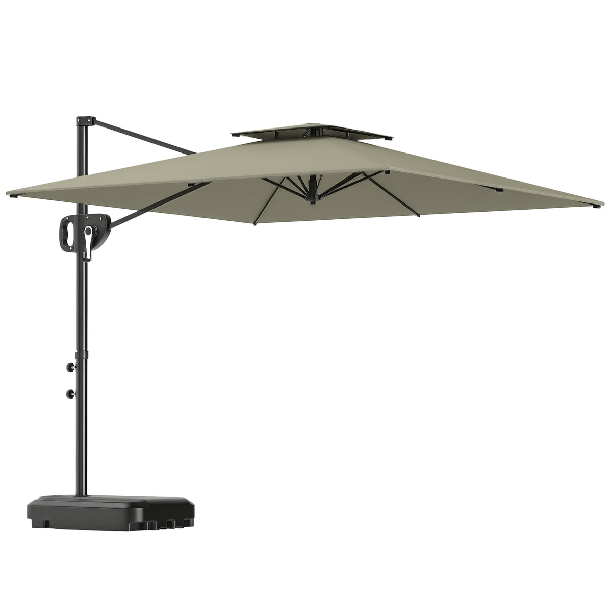8' x 9' Square Cantilever Patio Umbrella with Fillable Base, Light Grey