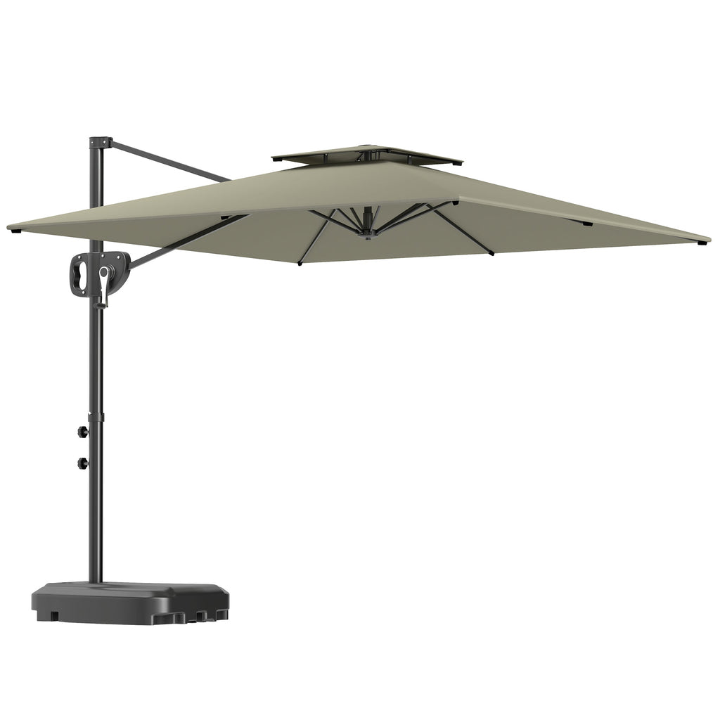8' x 9' Square Cantilever Patio Umbrella with Fillable Base, Light Grey