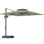 8' x 9' Square Cantilever Patio Umbrella with Fillable Base, Light Grey