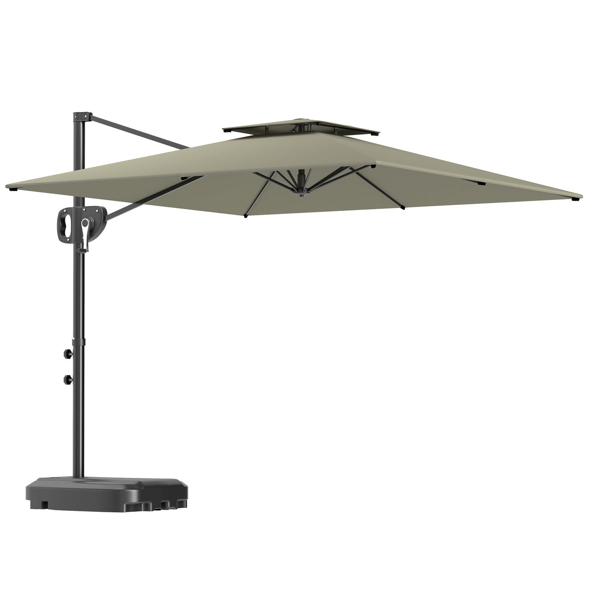 8' x 9' Square Cantilever Patio Umbrella with Fillable Base, Light Grey