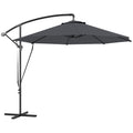 9.5FT Cantilever Patio Umbrella with Cover, 360° Rotation and Cross Base, Grey
