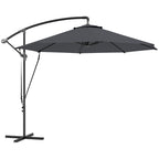 9.5FT Cantilever Patio Umbrella with Cover, 360° Rotation and Cross Base, Grey