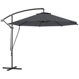 9.5FT Cantilever Patio Umbrella with Cover, 360° Rotation and Cross Base, Grey
