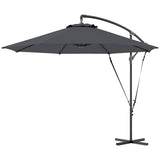9.5FT Cantilever Patio Umbrella with Cover, 360° Rotation and Cross Base, Grey