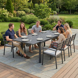 150/225 x 85 x 75 cm Extending Garden Table for 6-8, Dark Grey