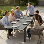 150/225 x 85 x 75 cm Extending Garden Table for 6-8, Dark Grey