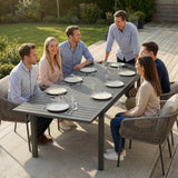 150/225 x 85 x 75 cm Extending Garden Table for 6-8, Dark Grey