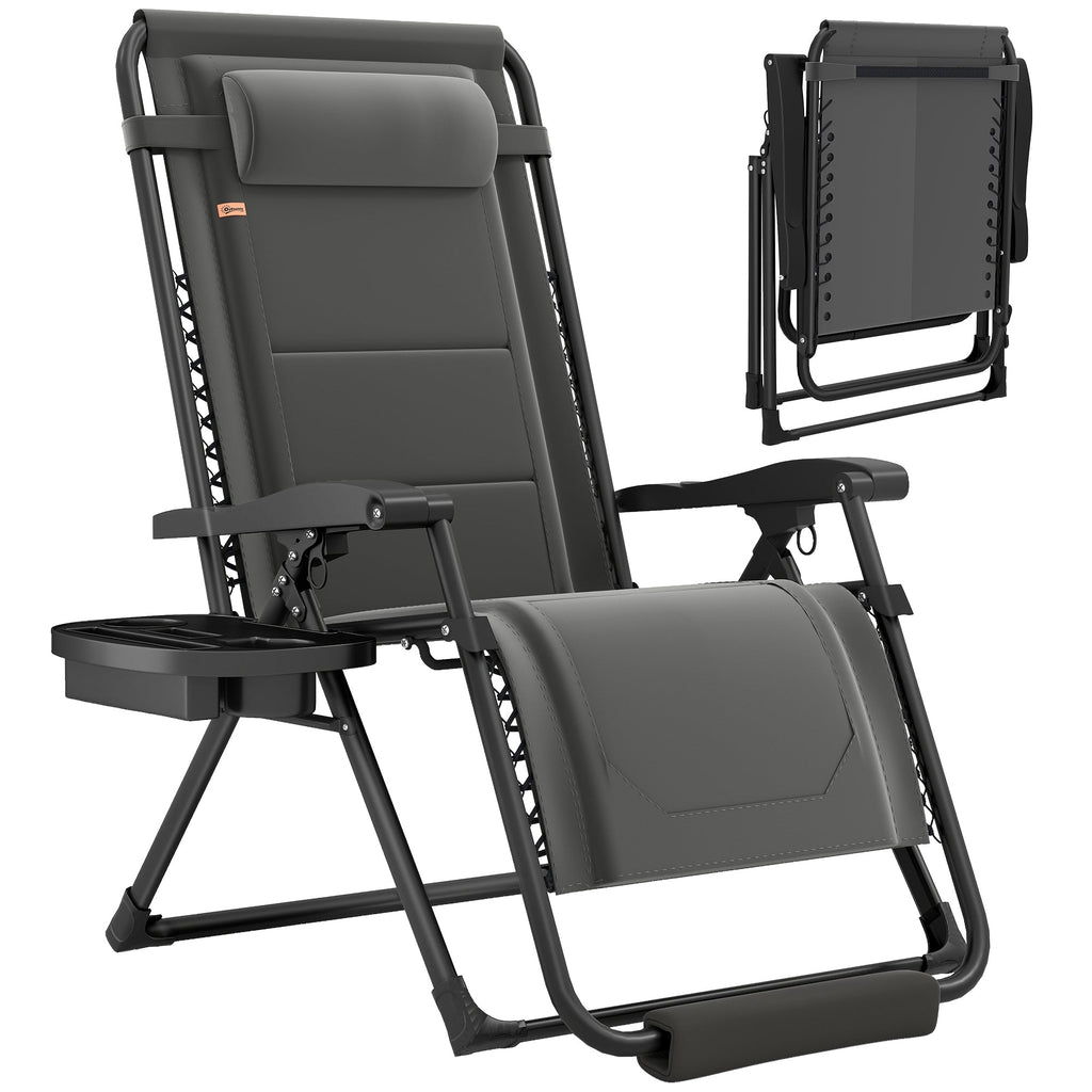 Zero Gravity Lounger Chair with Cup Holder, 400 LBS Capacity, Dark Grey