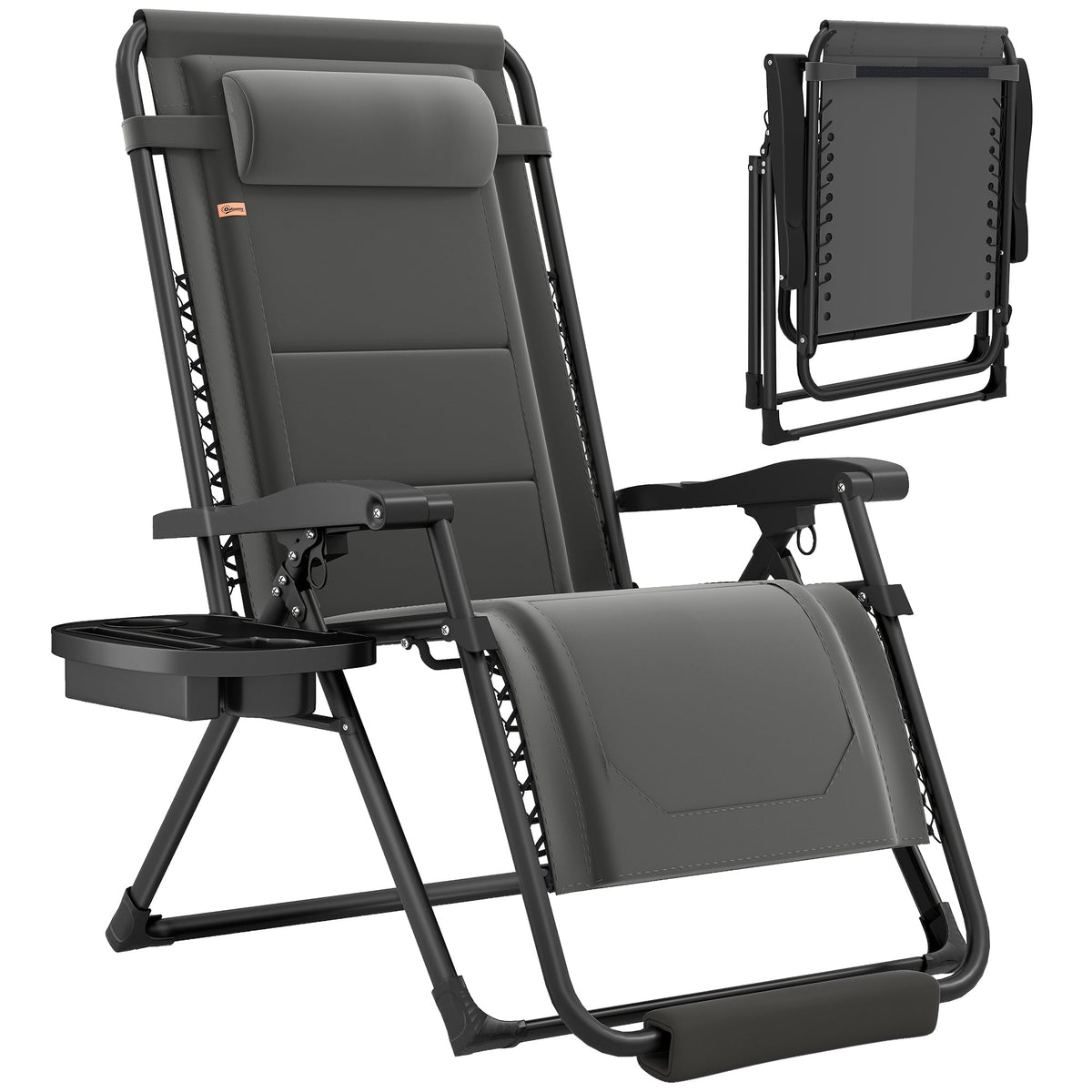 Zero Gravity Lounger Chair with Cup Holder, 400 LBS Capacity, Dark Grey
