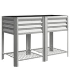 Galvanized Steel Raised Garden Bed with Legs and Storage Shelf, Silver