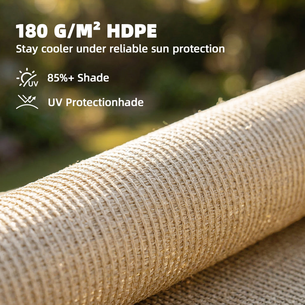 2 x 3 m Sun Shade Sail in Beige with Steel Eyelets & Bungee Cords, UV Protection
