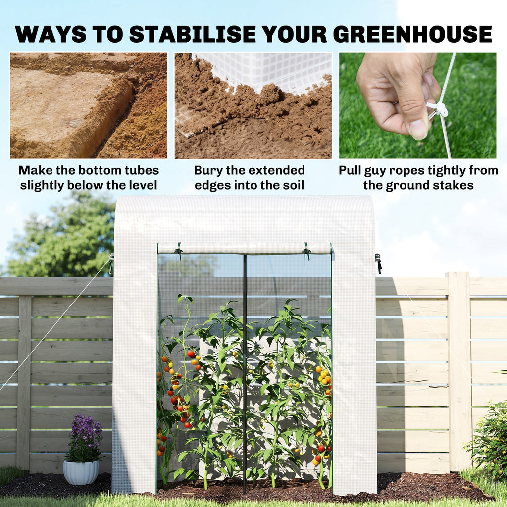 6' x 2' x 6.6' Mini Greenhouse with Roll-up Door, White
