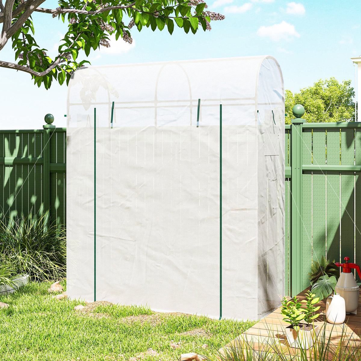 6' x 2' x 6.6' Mini Greenhouse with Roll-up Door, White