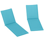 2-Piece Outdoor Lounge Chair Cushions, 76" x 23", Light Blue