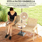 2-Seater Wooden Garden Loveseat with Table and Parasol Hole, Natural