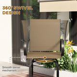 Set of 2 Bar Height Swivel Patio Stools with Armrests and Mesh Seats, Tan