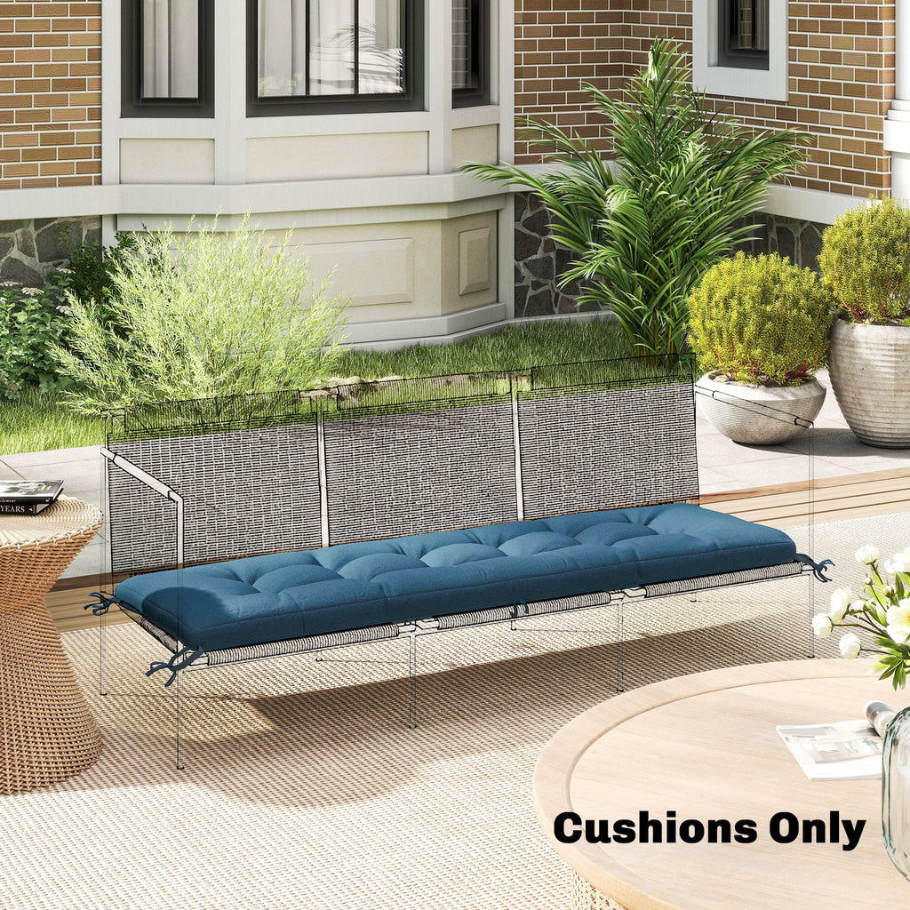 Memory Foam Sun Lounger Cushion with Ties, 190 x 60 cm, Blue