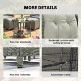5 Piece Rattan Reclining Chair Set with Footstool and Glass Table, Cream White
