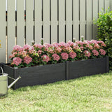 6.5 x 2 x 1ft Vinyl Raised Garden Bed with Divider, Grey Wood Effect