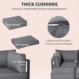6pc Outdoor Patio Furniture Set with Daybed and Footstools, Grey