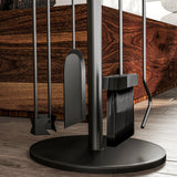 5-Piece Metal Fireplace Tool Set with Stand, Brush, Shovel, Poker & Tongs, Black
