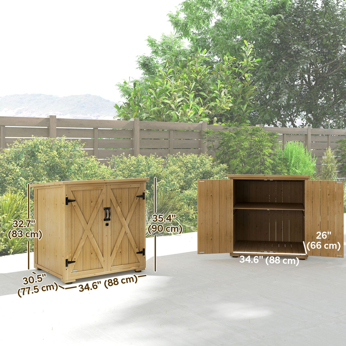 Wood Garden Shed with Adjustable Shelf and Double Doors