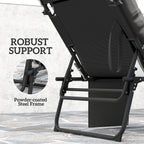 Folding Chaise Lounge Chair with Cushion, Sun Shade and Headrest, Dark Grey
