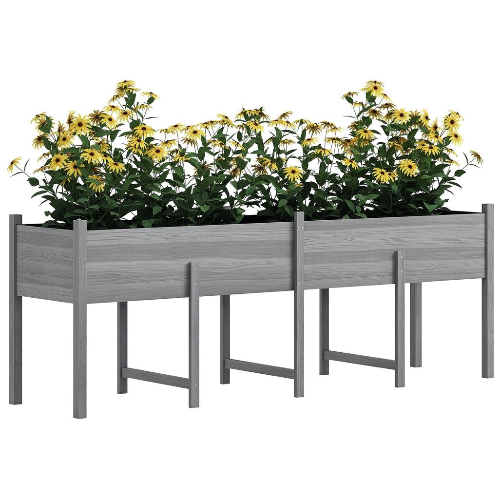 Wooden Raised Garden Bed with Liner, Legs and Drain Holes, Grey