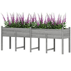 Wooden Raised Garden Bed with Liner, Legs and Drain Holes, Grey