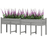 Wooden Raised Garden Bed with Liner, Legs and Drain Holes, Grey