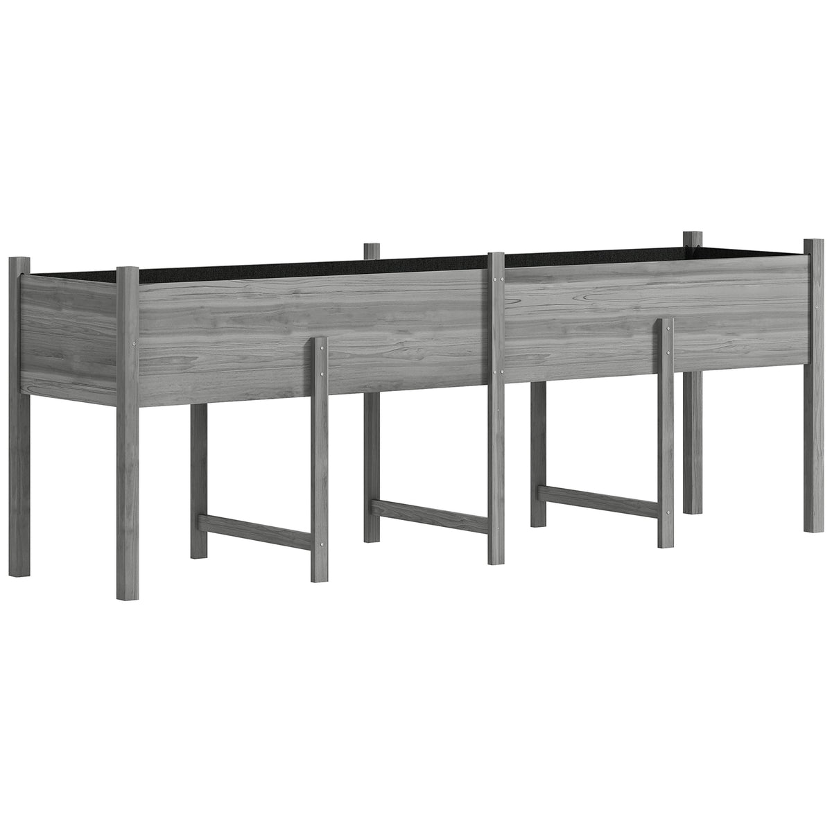 Wooden Raised Garden Bed with Liner, Legs and Drain Holes, Grey