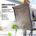 5 Piece Garden Dining Set with Stackable Chairs and Parasol Hole, Grey/Khaki